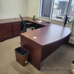 Mahogany U/C Suite Bow Front Executive Office Desk 108" x 72"